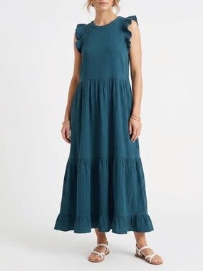 strapless ruffle mini dress Blue Strapless Bustier Ruffle Mini Dress